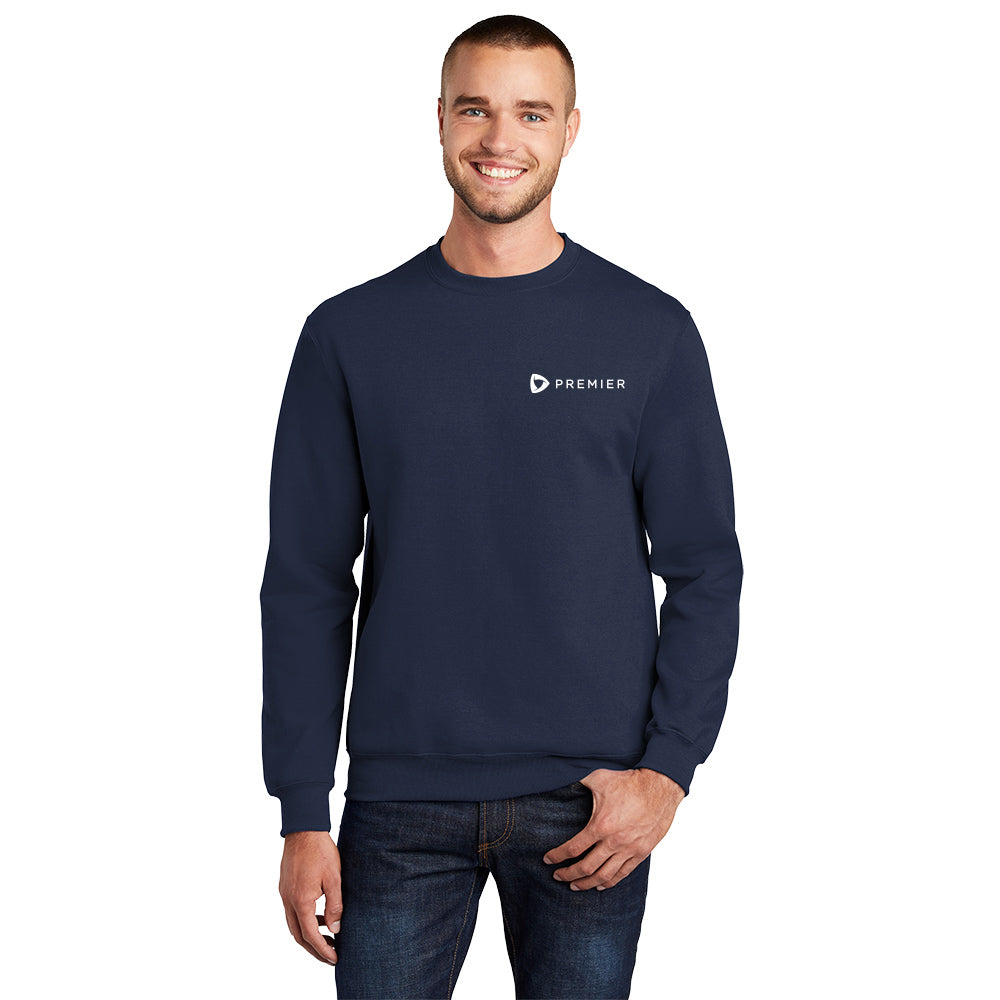 Premier Core Fleece Crewneck Navy Sweatshirt with White Premier Logo